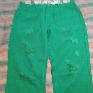 Denim Forum Green Slim Straight Jeans